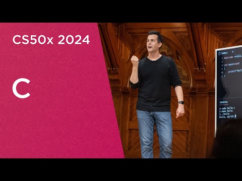 CS50 C programming lecture thumbnail